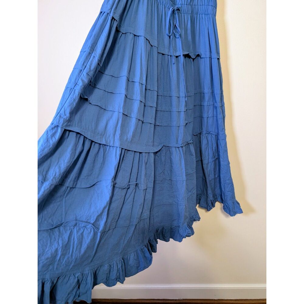 Pinch Blue Tiered Maxi Dress Women Large Cotton Ruffle Sleeve Boho Cottagecore - Picture 8 of 9